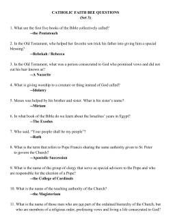 CATHOLIC FAITH BEE QUESTIONS (Set 3) - Saint Mary`s