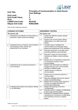 Principles Of Communication In Adult Social Care Settings