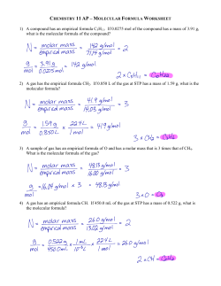 Molecular Formula Worksheet (Solutions)