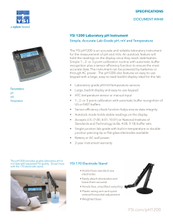 YSI pH 1200 Laboratory pH Meter Spec Sheet