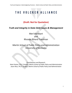 (Draft: Not for Quotation) Truth and Integrity in State Debt Issues