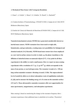 1 A Mechanical Mass Sensor with Yoctogram Resolution J. Chaste1