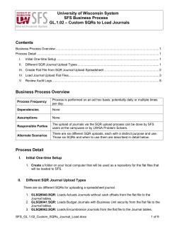 SFS GL.1.02 Custom SQRs, Journal Load