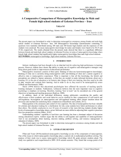 A Comparative Comparison of Metacognitive Knowledge in Male