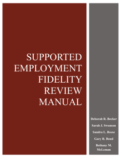 SUPPORTED EMPLOYMENT FIDELITY REVIEW MANUAL A
