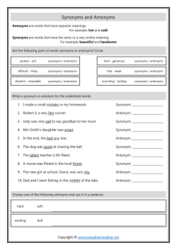 Synonyms and Antonyms