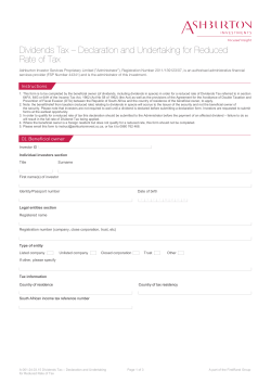 Dividends Tax &ndash; Declaration and Undertaking for Reduced Rate of Tax
