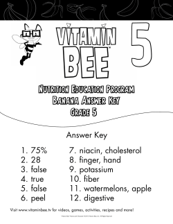 Banana Answer Key Nutrition Education Program Grade 5