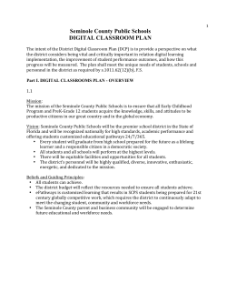 Seminole County Public Schools DIGITAL CLASSROOM PLAN