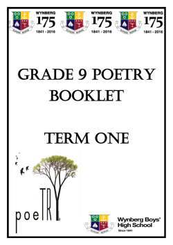 GRADE 9 POETRY BOOKLET TERM ONE