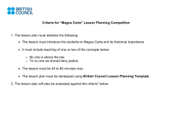Criteria for &ldquo;Magna Carta&rdquo; Lesson Planning Competition 1. The