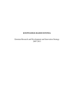 KNOWLEDGE-BASED ESTONIA Estonian Research and