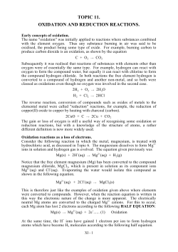 TOPIC 11. OXIDATION AND REDUCTION REACTIONS.