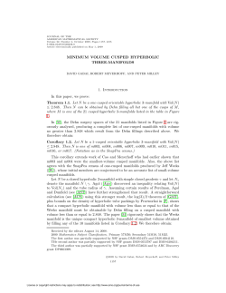 MINIMUM VOLUME CUSPED HYPERBOLIC THREE