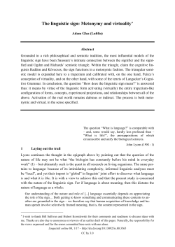 The linguistic sign: Metonymy and virtuality*