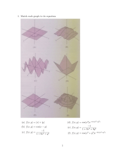 1. Match each graph to its equation: (a) f(x, y) = |x| +