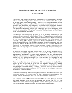 Queen`s University Belfast Boat Club 1952-62