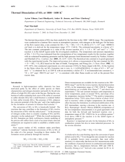 Thermal Dissociation of SO3 at 1000-1400 K