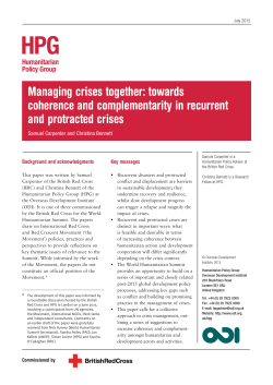 Managing crises together: towards coherence and complementarity