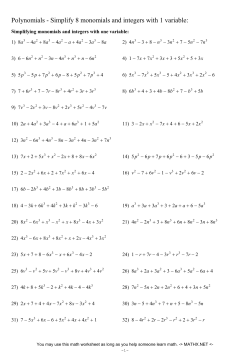 Simplify 8 integer polynomials with a single variable