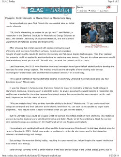 People: Nick Melosh is More than a Materials Guy Page 1 of 2 SLAC
