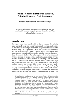 Thrice Punished: Battered Women, Criminal Law and Disinheritance