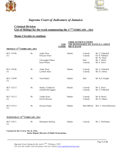 Supreme Court of Judicature of Jamaica 17TH FEBRUARY 2014