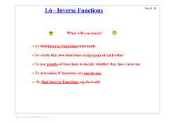 Precal - H - 1.6 Inverse Functions