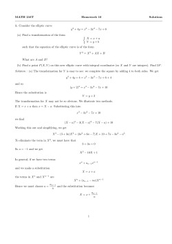 MATH 216T Homework 10 Solutions 1. Consider the elliptic curve y2
