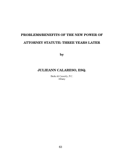 Problems/Benefits of the New Power of Attorney