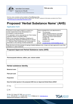 Proposed Herbal Substance Name (AHS) application form