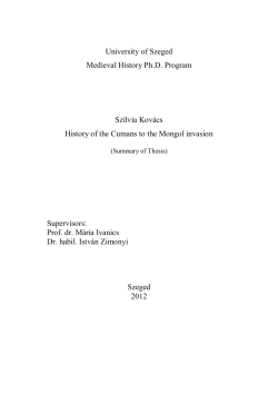 University of Szeged Medieval History Ph.D. Program