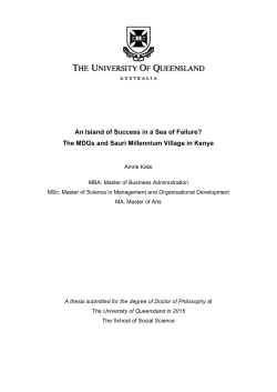 The MDGs and Sauri Millennium Village in Kenya