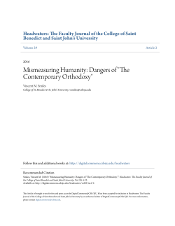 Mismeasuring Humanity: Dangers of "The Contemporary Orthodoxy"