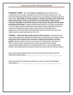 Taxes and Tariffs in the Early Republic