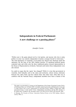 Independents in Federal Parliament: A new