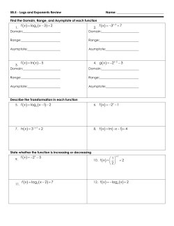 log 3 2 f x x = - + 3 7 f x = - + ln 5 f x x = - = - - 2 3 g x = -