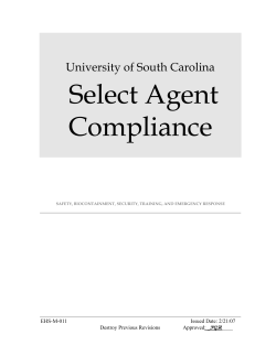 Select Agent Compliance - University of South Carolina