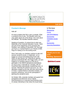 Fall 2016 Thank you to our Joint Meeting Sponsors!