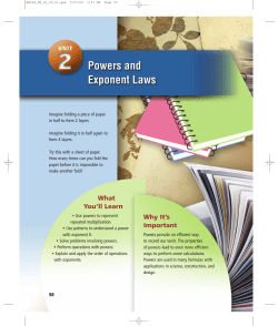 Powers and Exponents Laws