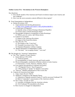 Outline Lecture Five&mdash;Revolutions in the Western Hemisphere Key