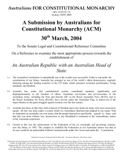 A Submission by Australians for Constitutional Monarchy (ACM)