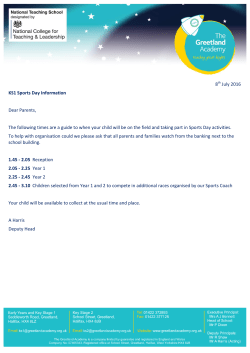 8th July 2016 KS1 Sports Day Information Dear Parents, The