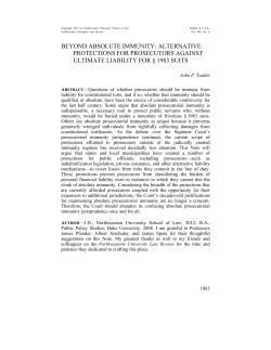 Beyond Absolute Immunity - Northwestern University School of Law