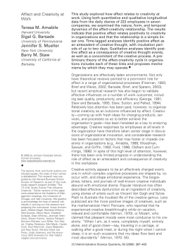 Affect and Creativity at Work Teresa M. Amabile Sigal G. Barsade