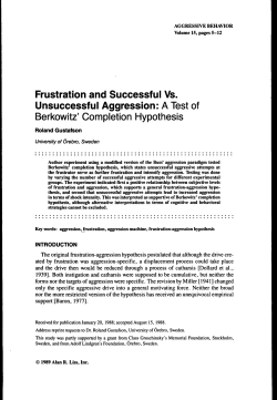 Frustration and Successful Vs. Unsuccessful Aggression: A Test of