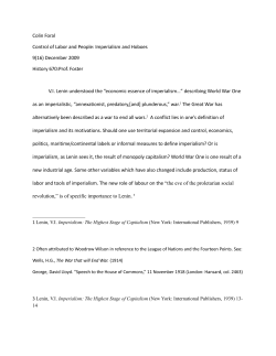 Colin Foral Control of Labor and People: Imperialism and Hoboes 9