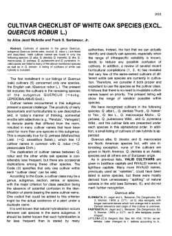 CULTIVAR CHECKLIST OF WHITE OAK SPECIES (EXCL