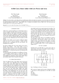 16 Bit Carry Select Adder with Low Power and Area
