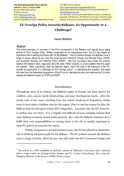 EU Foreign Policy towards Balkans: An Opportunity or a Challenge